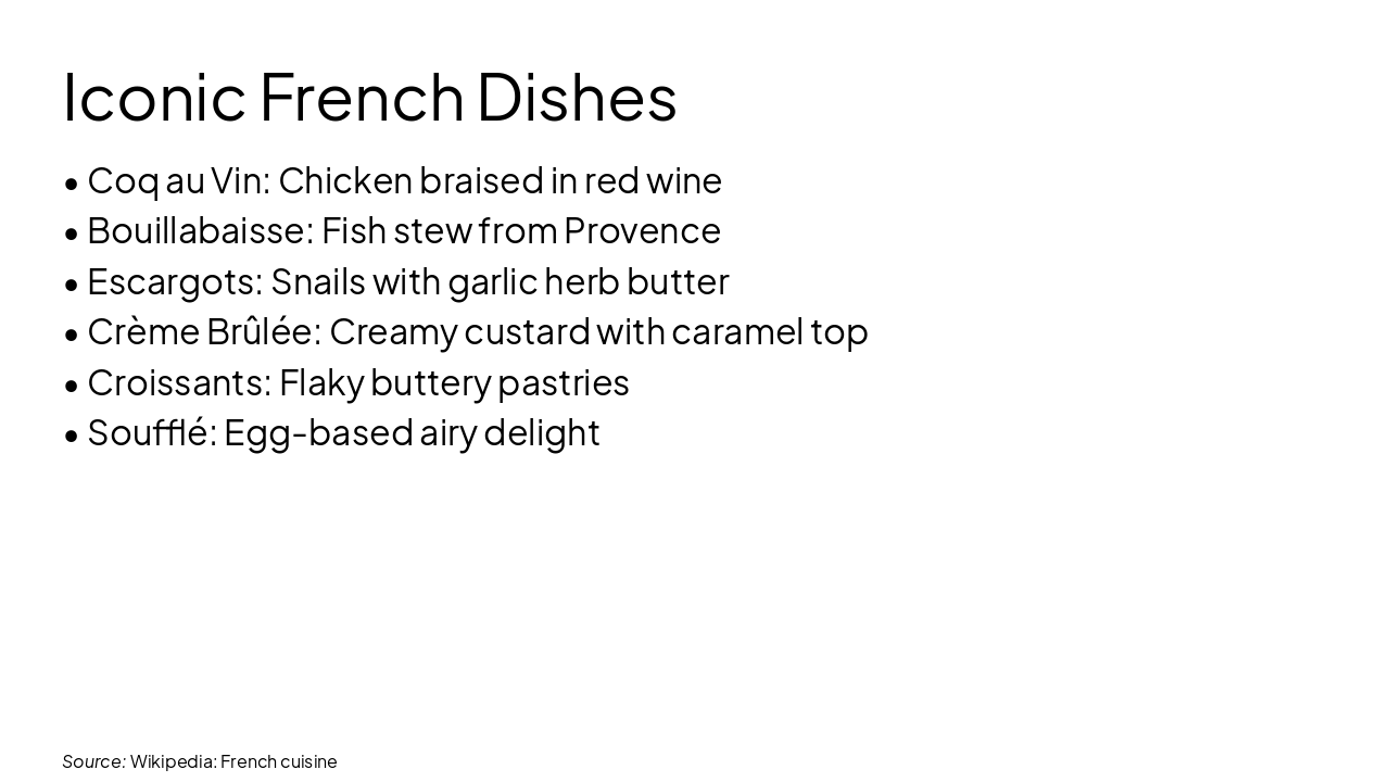 Slide 16 - Iconic French Dishes