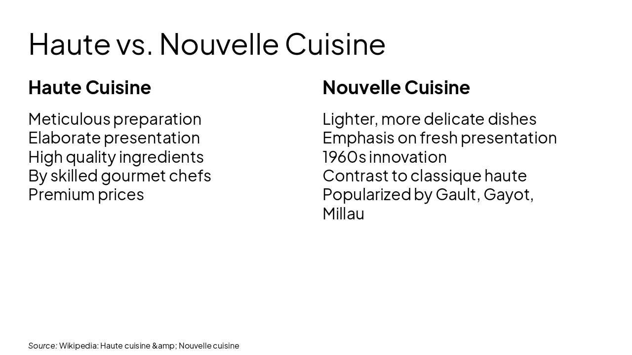 Slide 9 - Haute vs. Nouvelle Cuisine