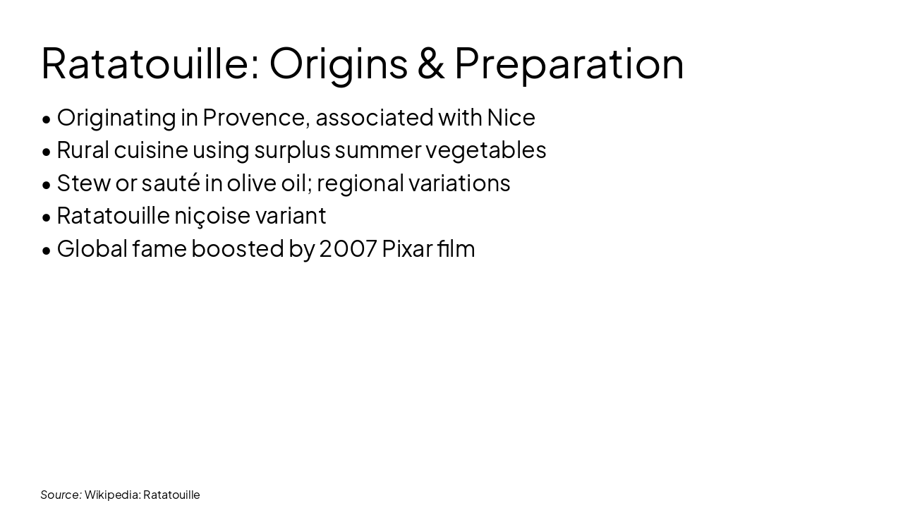 Slide 14 - Ratatouille: Origins & Preparation