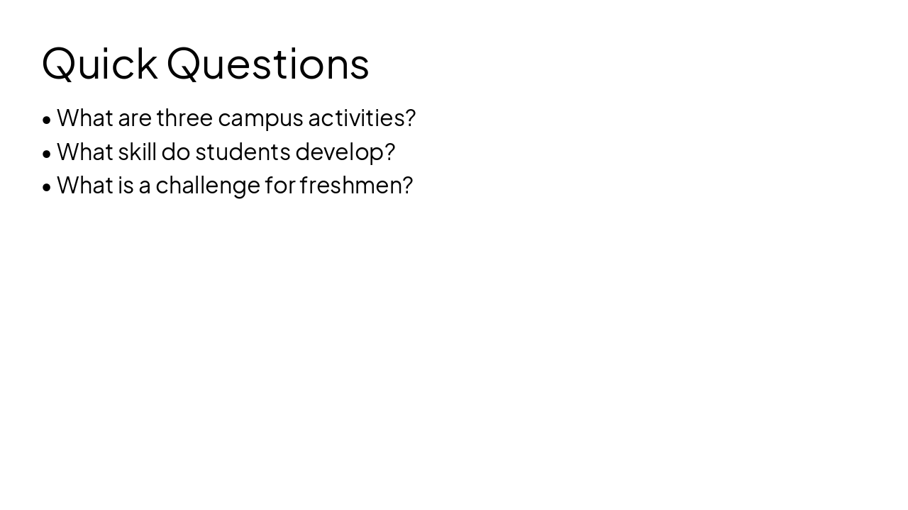 Slide 5 - Quick Questions