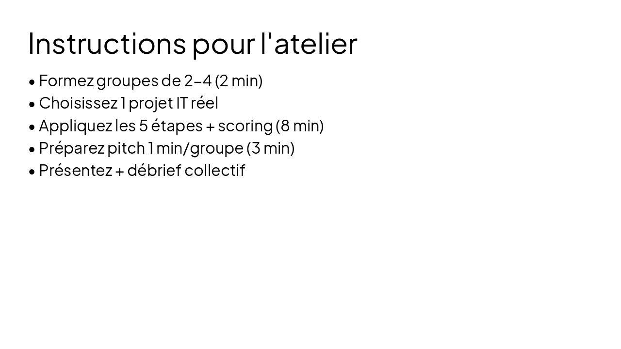 Slide 14 - Instructions pour l'atelier