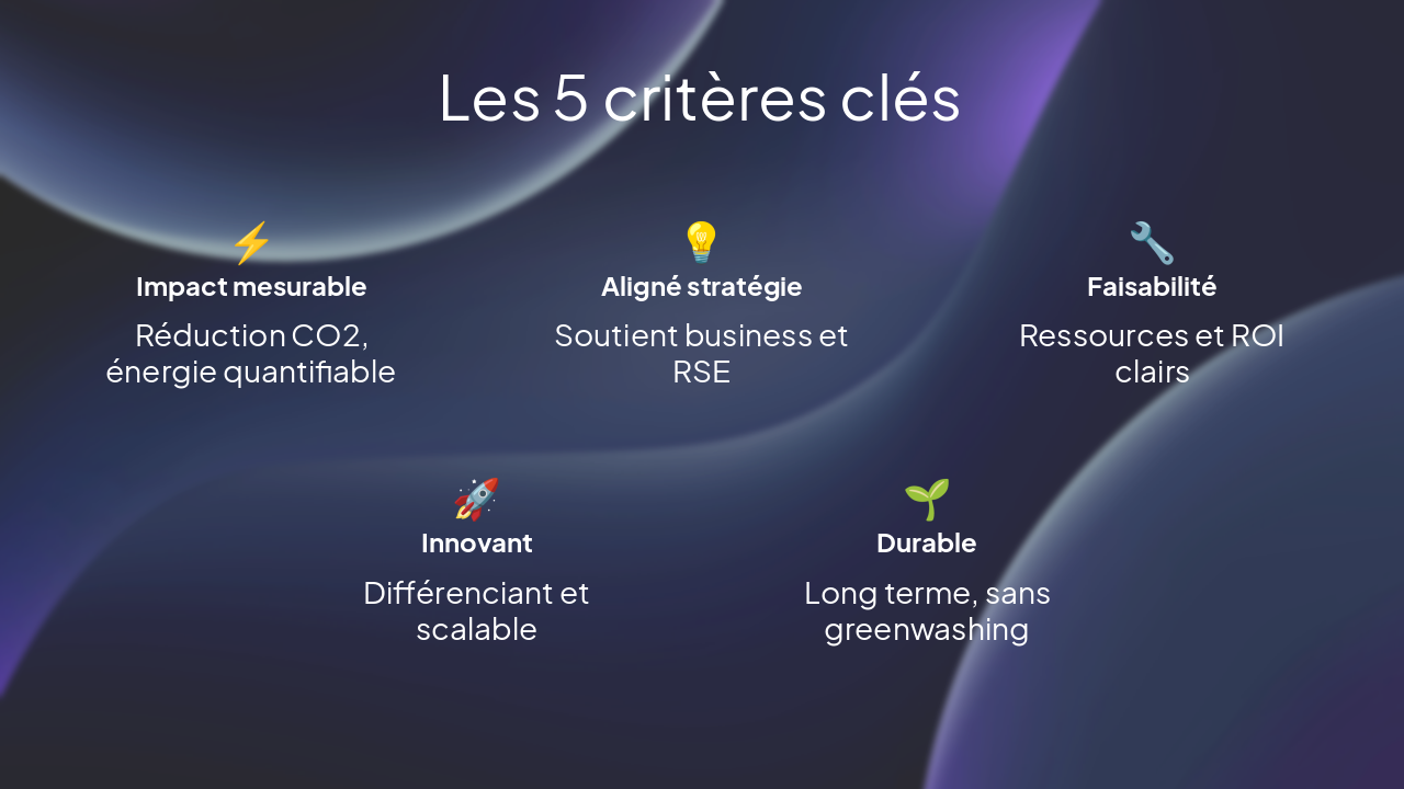 Slide 9 - Les 5 critères clés