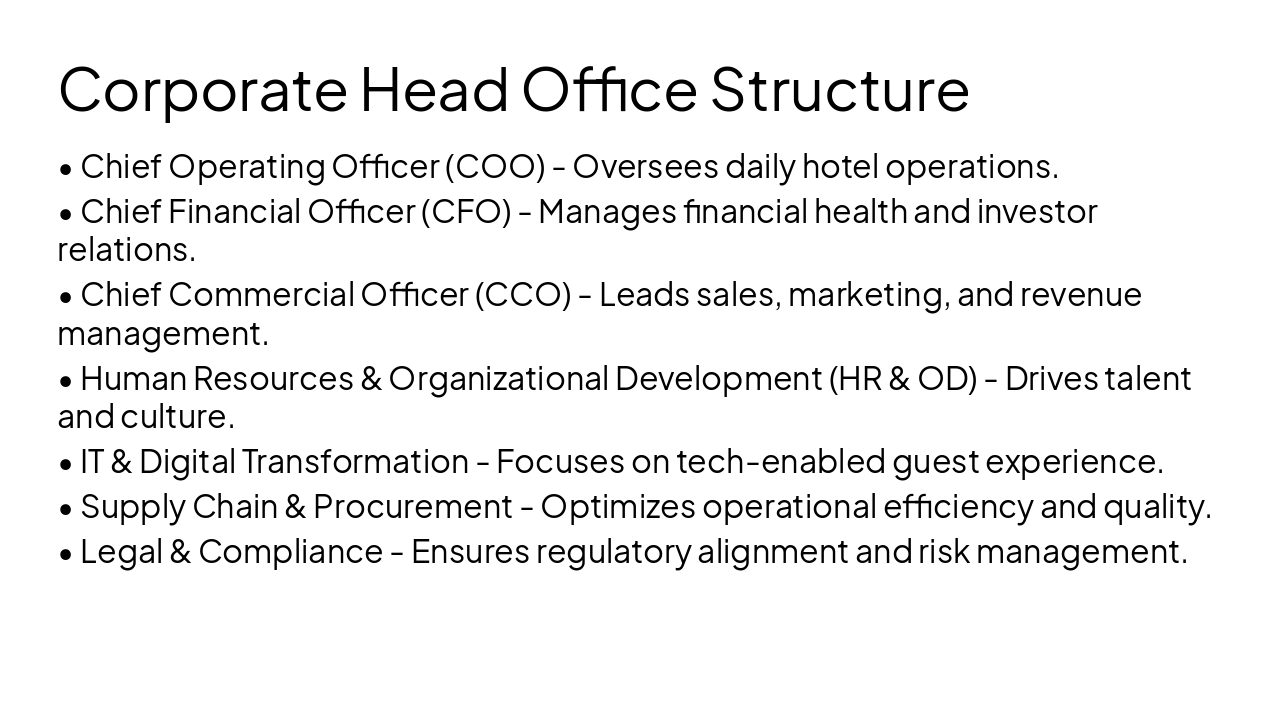 Slide 4 - Corporate Head Office Structure