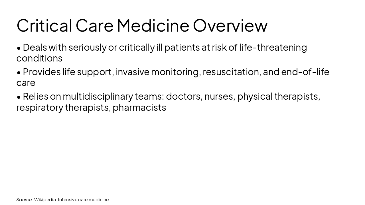 Slide 4 - Critical Care Medicine Overview
