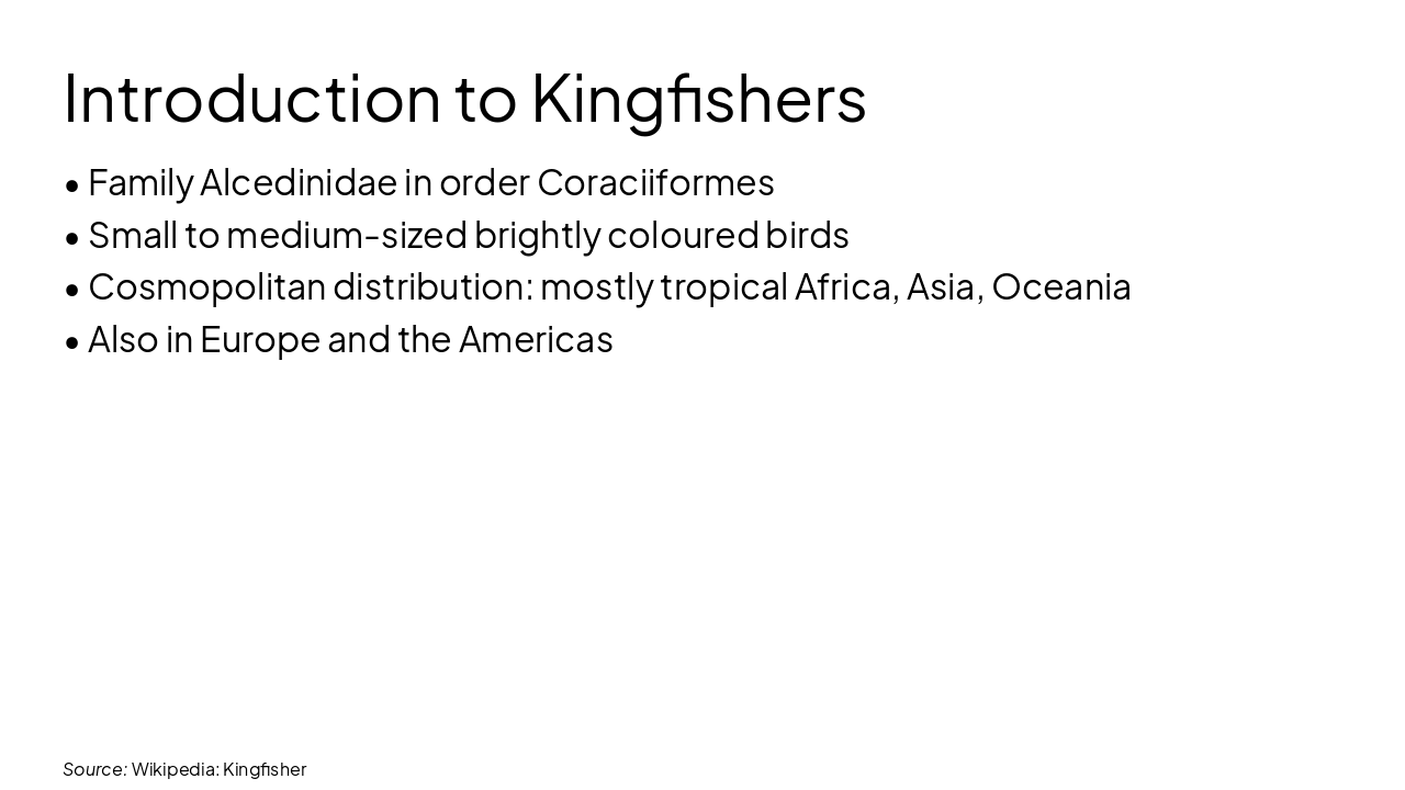 Slide 3 - Introduction to Kingfishers