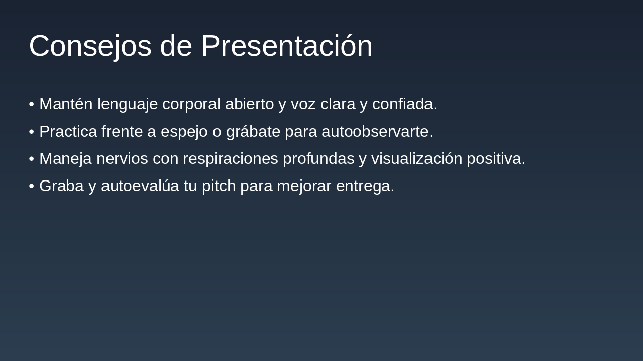 Slide 13 - Consejos de Presentación