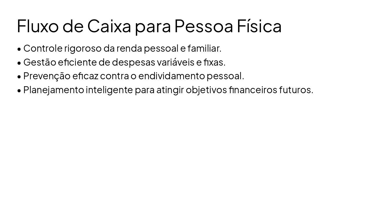 Slide 8 - Fluxo de Caixa para Pessoa Física