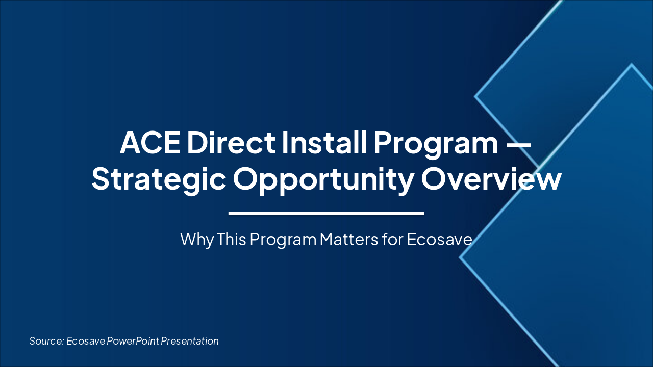 ACE DI: Ecosave's Strategic Growth Edge (38 chars)