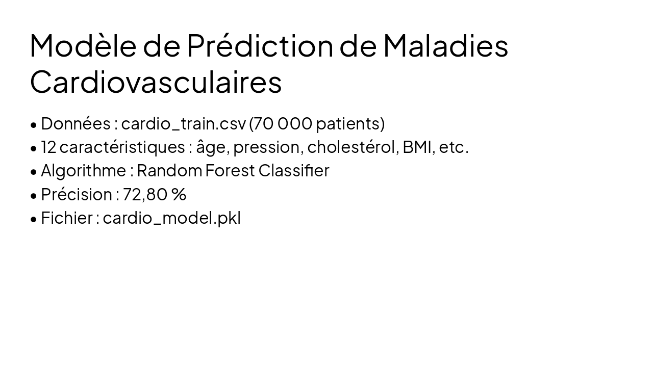 Slide 6 - Modèle de Prédiction de Maladies Cardiovasculaires