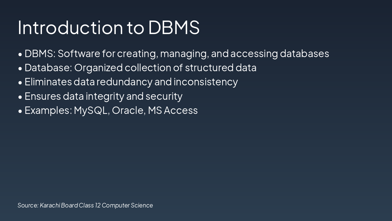 Slide 3 - Introduction to DBMS