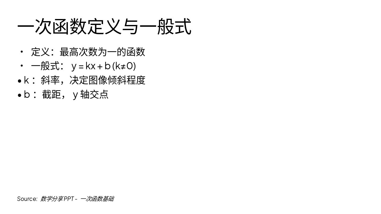 Slide 3 - 一次函数定义与一般式