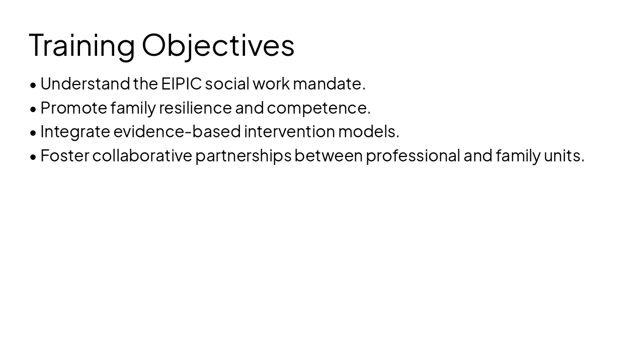 Slide 4 - Training Objectives