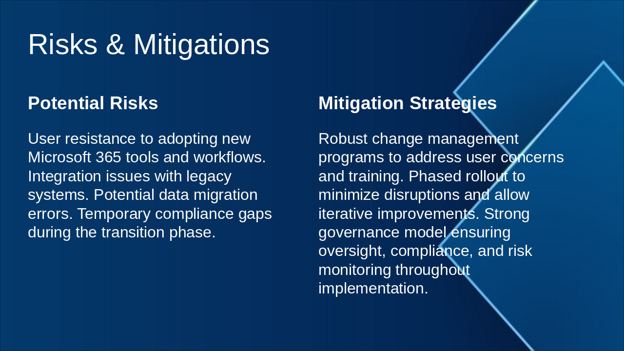 Slide 9 - Risks & Mitigations