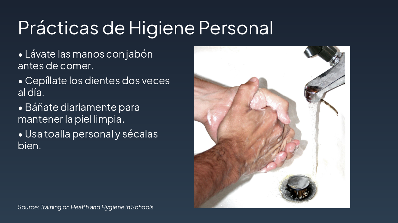 Slide 5 - Prácticas de Higiene Personal