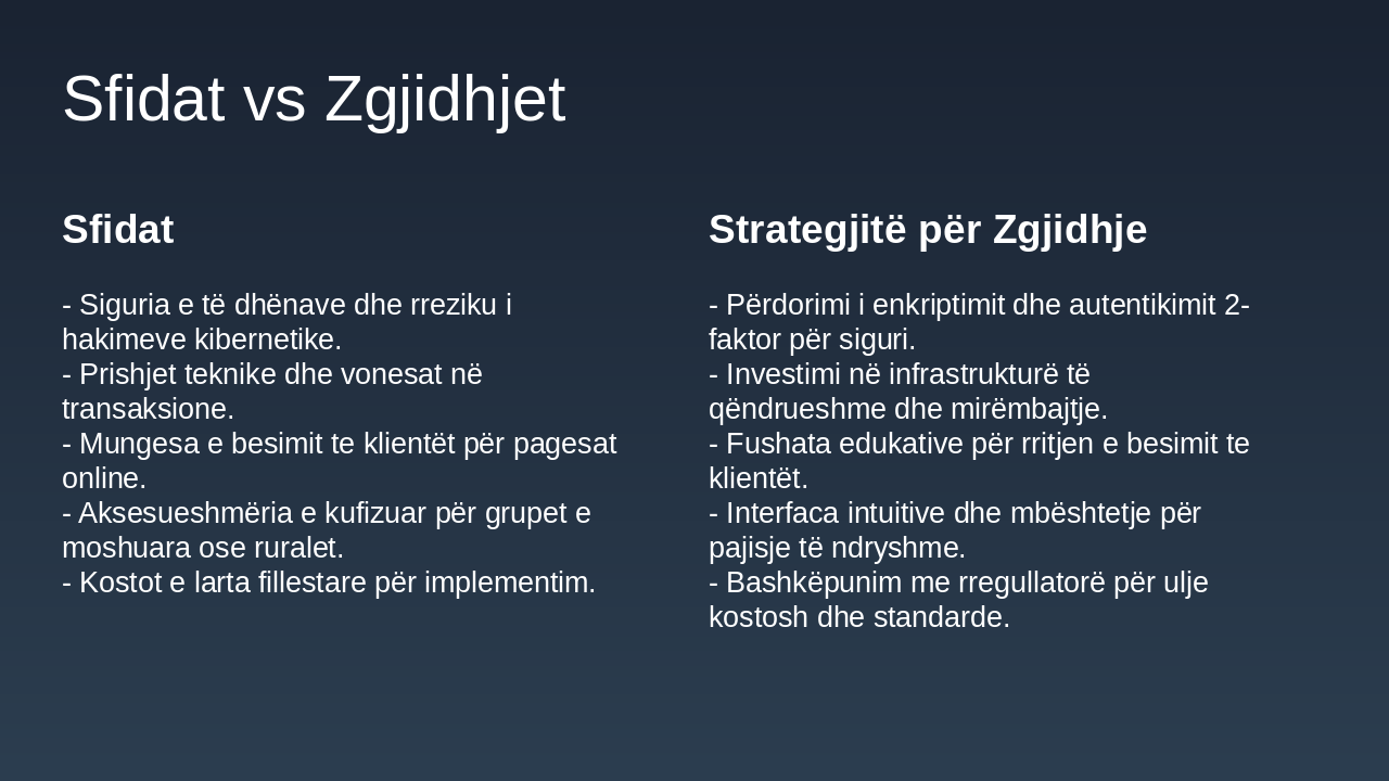 Slide 20 - Sfidat vs Zgjidhjet