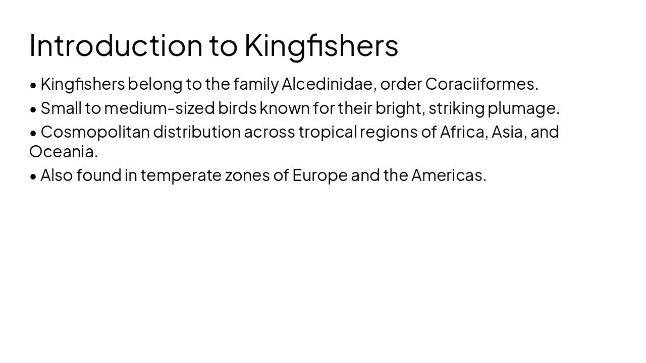 Slide 2 - Introduction to Kingfishers