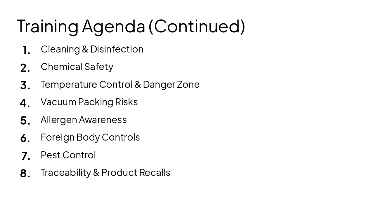 Slide 3 - Training Agenda (Continued)