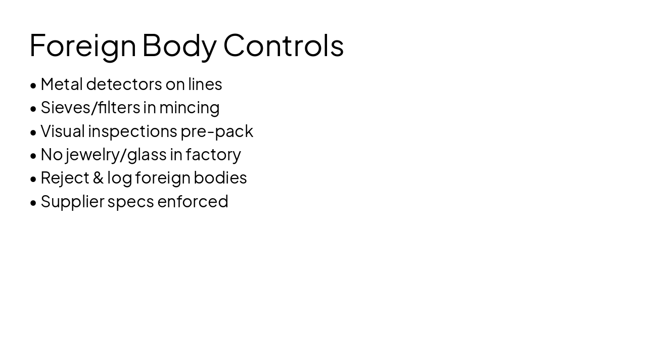 Slide 19 - Foreign Body Controls