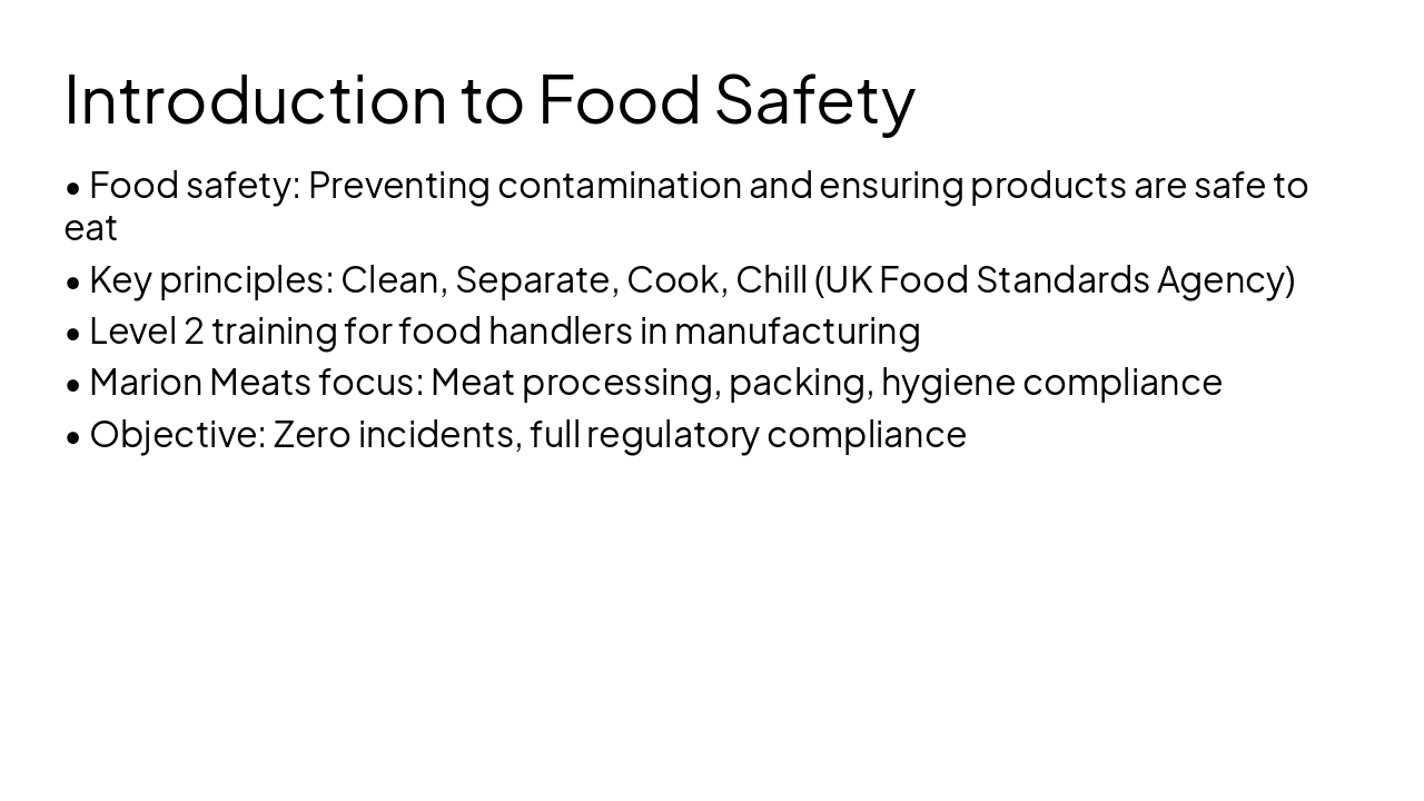 Slide 5 - Introduction to Food Safety
