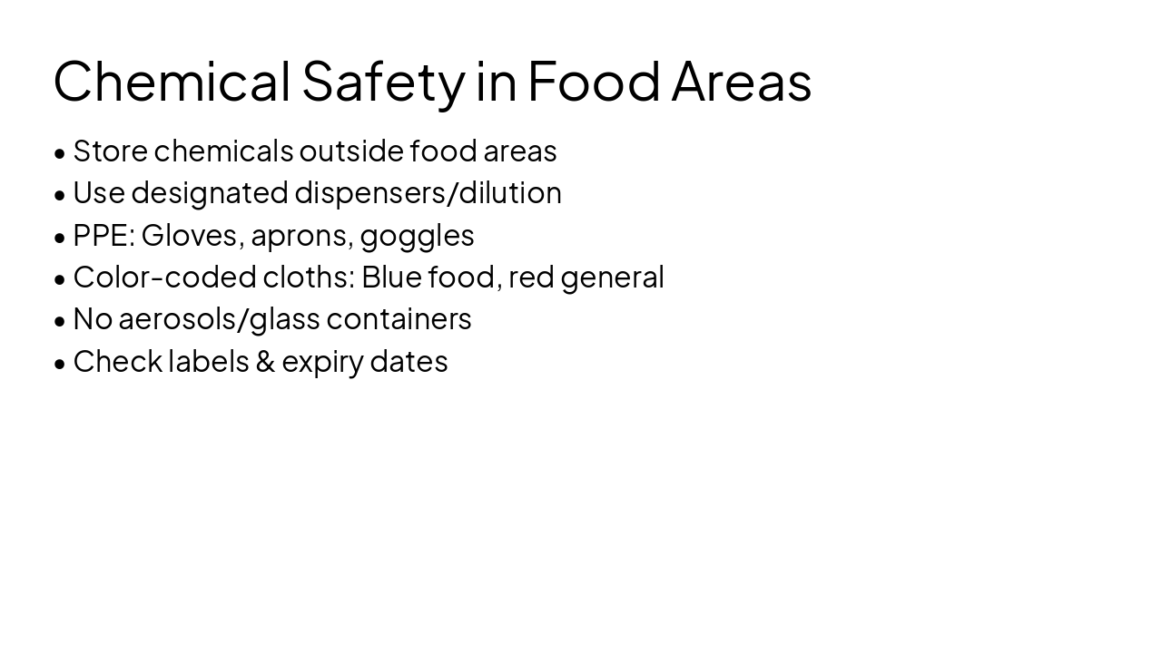 Slide 15 - Chemical Safety in Food Areas