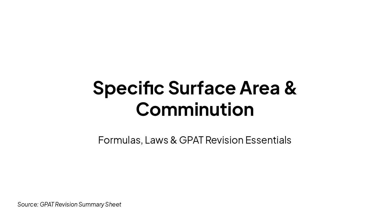 Slide 5 - Specific Surface Area & Comminution
