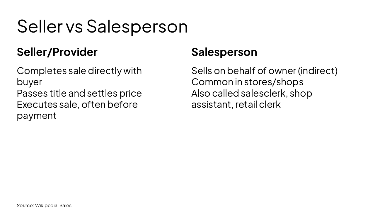Slide 9 - Seller vs Salesperson