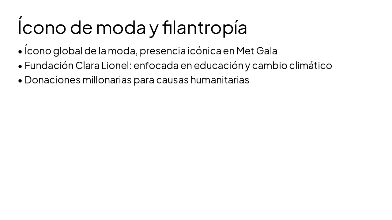 Slide 9 - Ícono de moda y filantropía