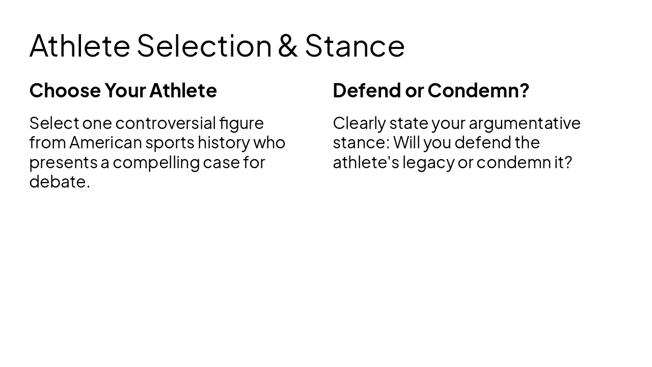 Slide 4 - Athlete Selection & Stance