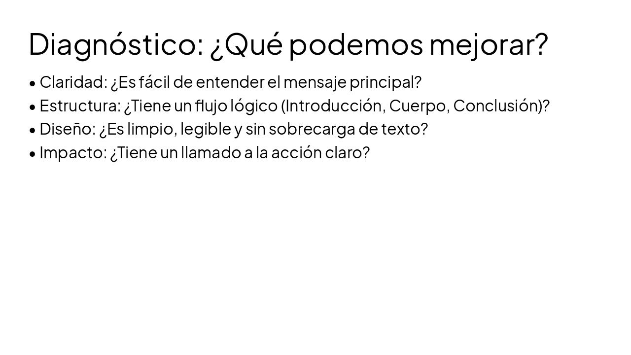 Slide 3 - Diagnóstico: ¿Qué podemos mejorar?
