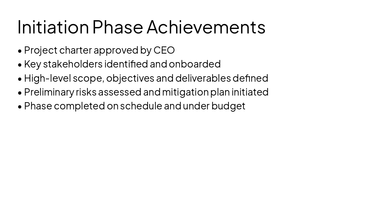 Slide 7 - Initiation Phase Achievements