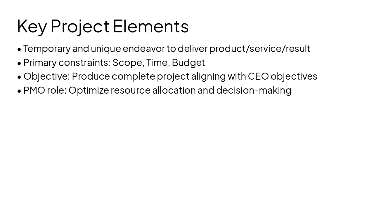 Slide 5 - Key Project Elements