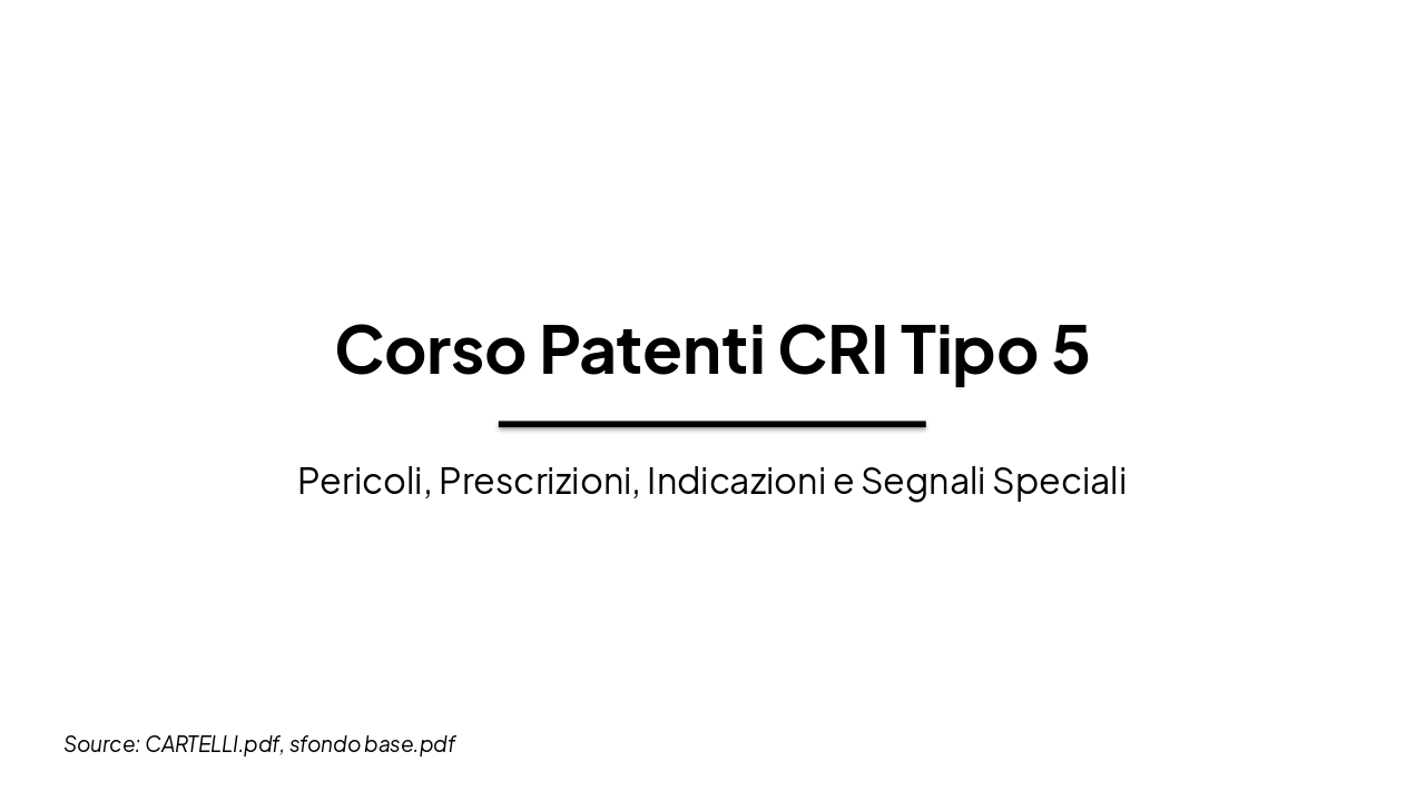 CRI Tipo 5: Segnaletica Stradale