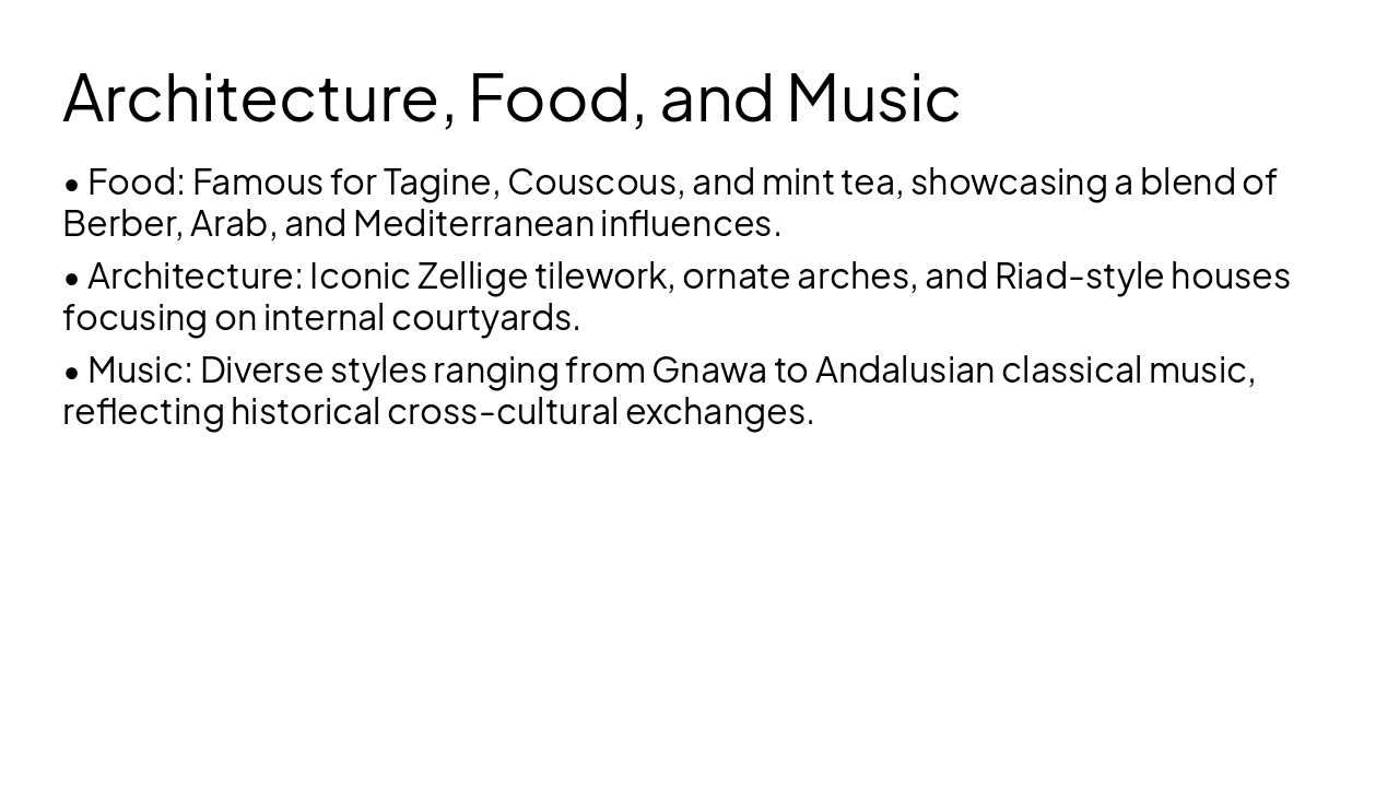 Slide 8 - Architecture, Food, and Music
