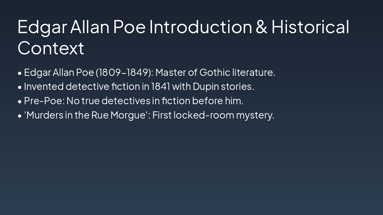 Slide 2 - Edgar Allan Poe Introduction & Historical Context
