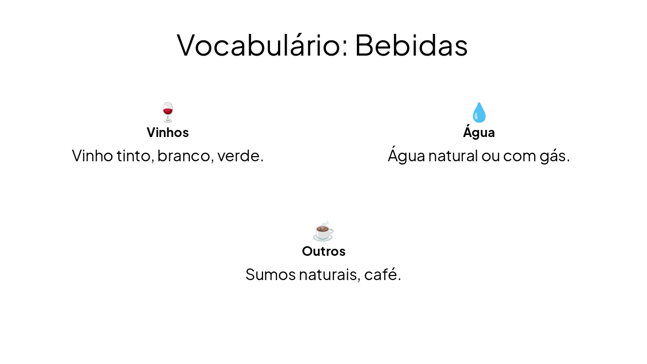 Slide 9 - Vocabulário: Bebidas