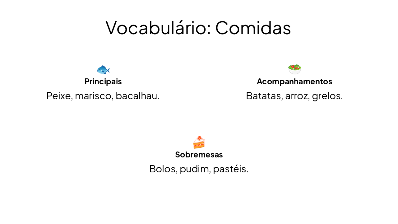 Slide 8 - Vocabulário: Comidas