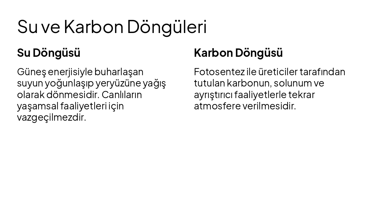 Slide 5 - Su ve Karbon Döngüleri