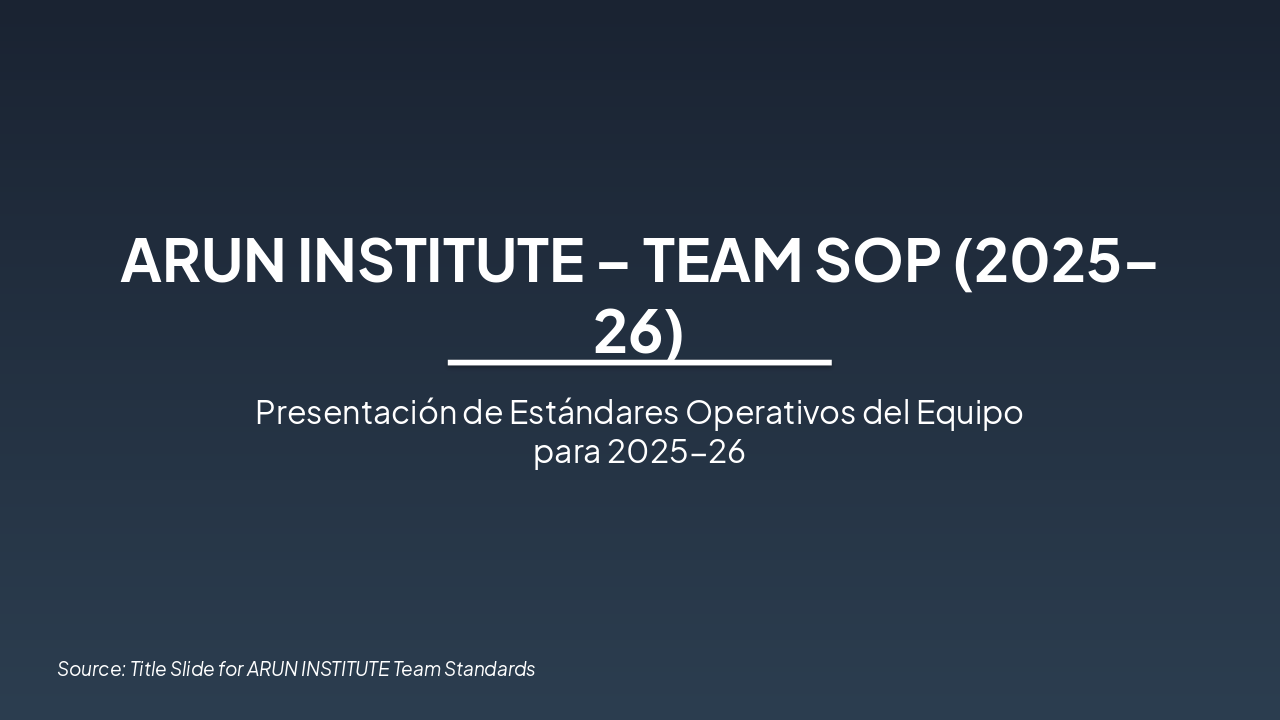 Arun Institute Team SOP 2025-26