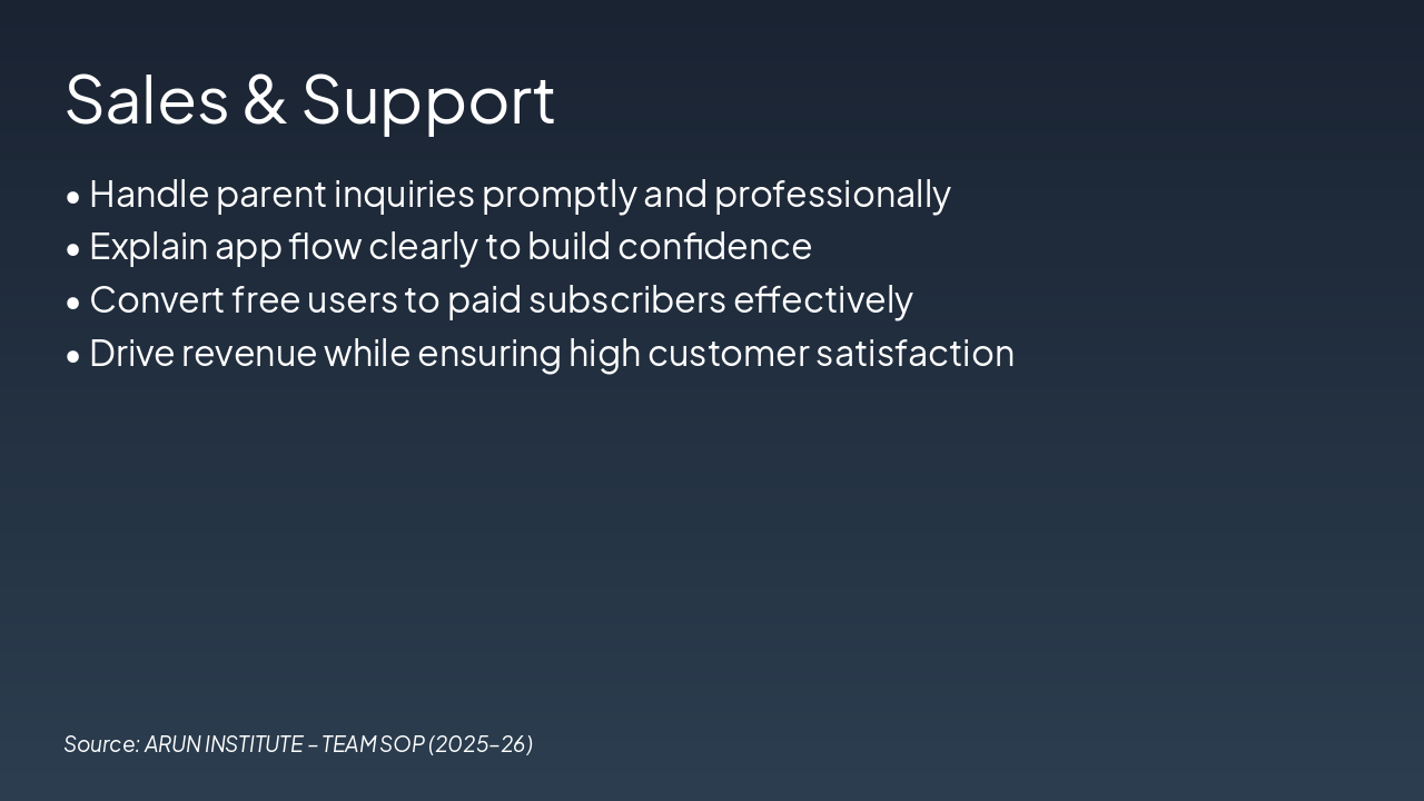 Slide 8 - Sales & Support