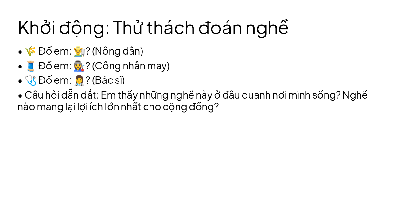 Slide 2 - Khởi động: Thử thách đoán nghề