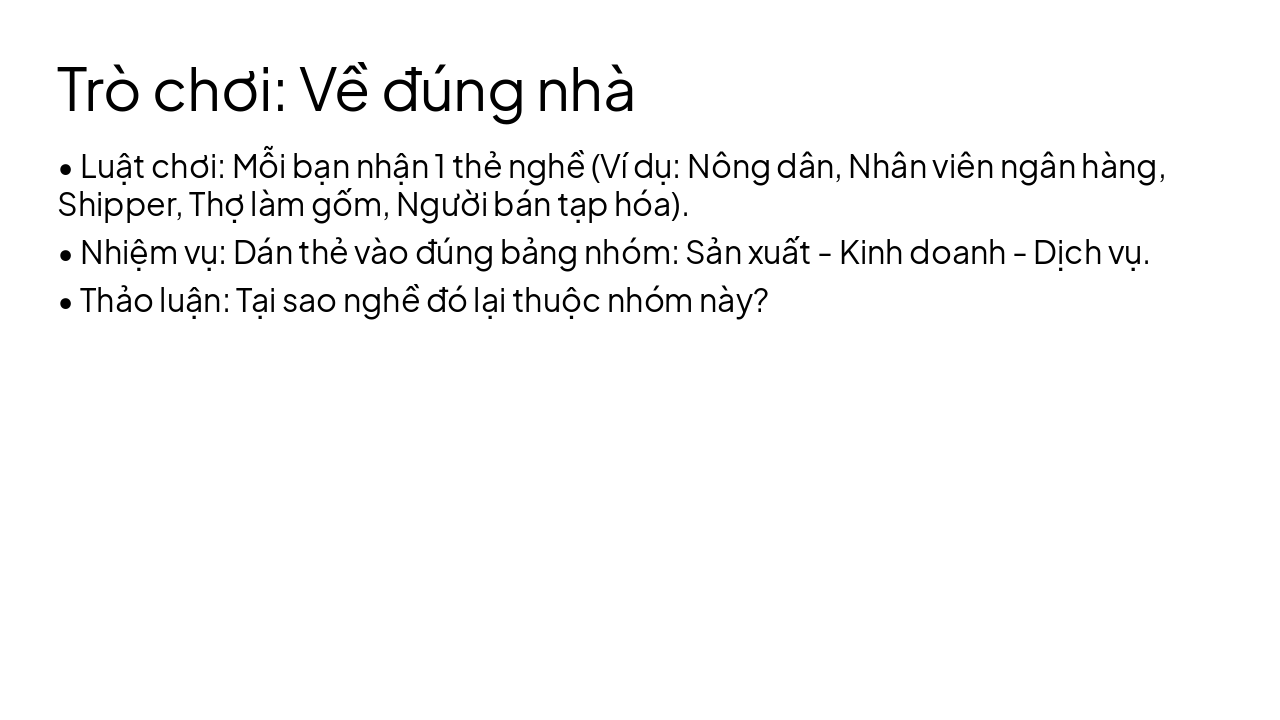 Slide 6 - Trò chơi: Về đúng nhà