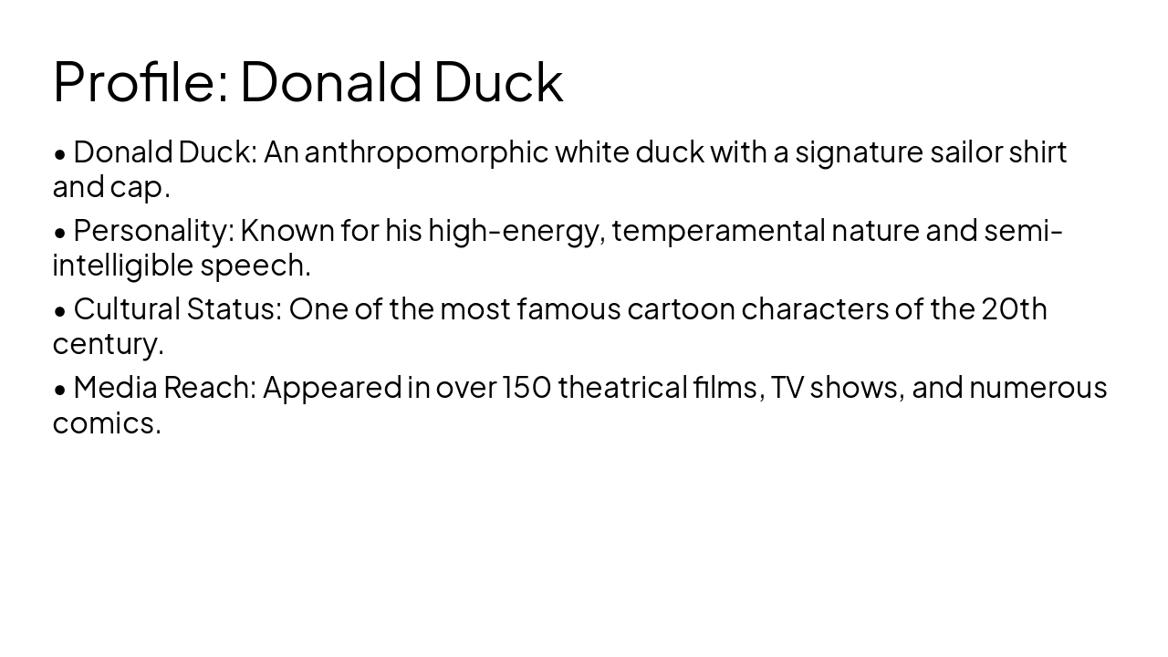 Slide 5 - Profile: Donald Duck