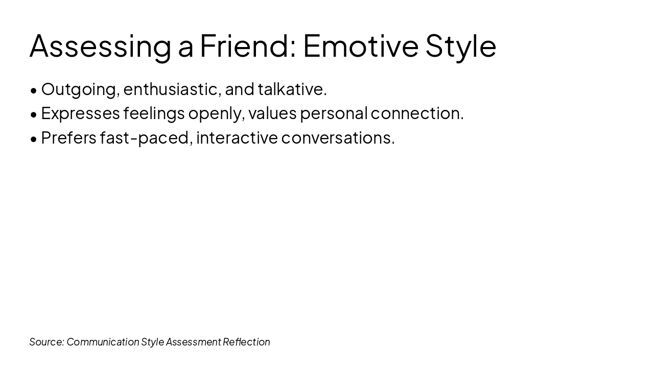 Slide 5 - Assessing a Friend: Emotive Style
