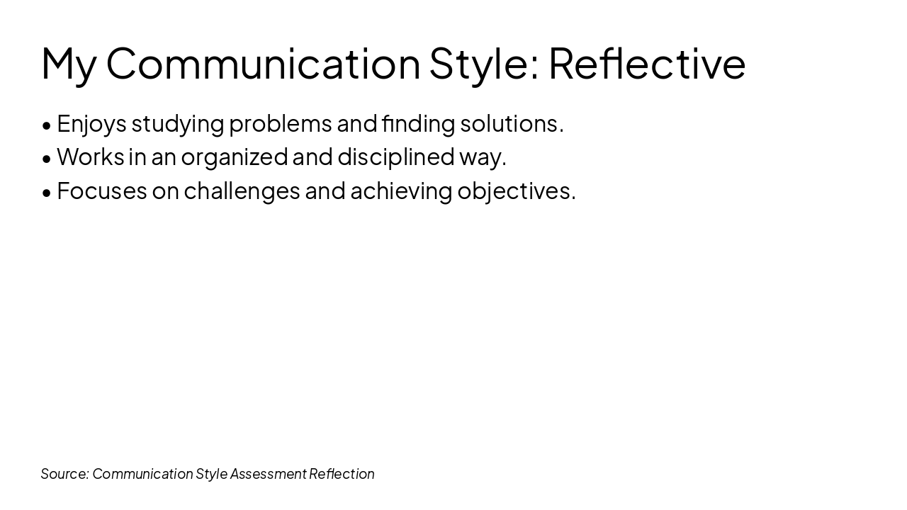 Slide 2 - My Communication Style: Reflective