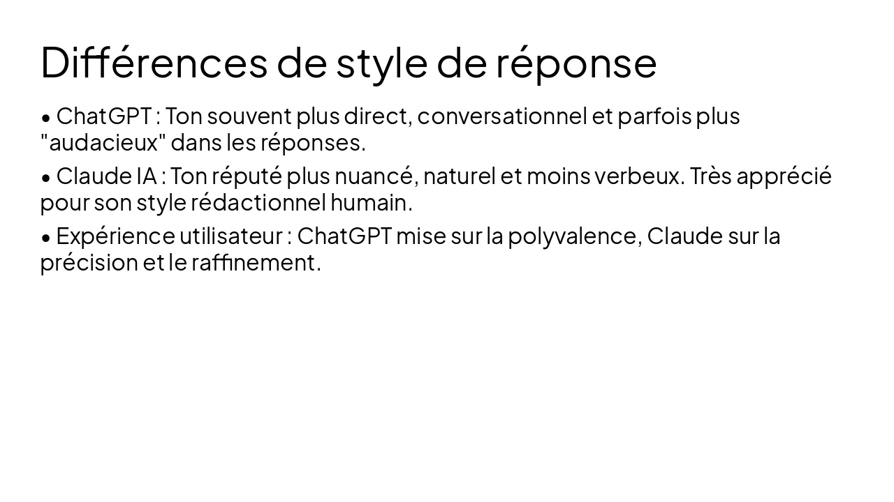 Slide 5 - Différences de style de réponse