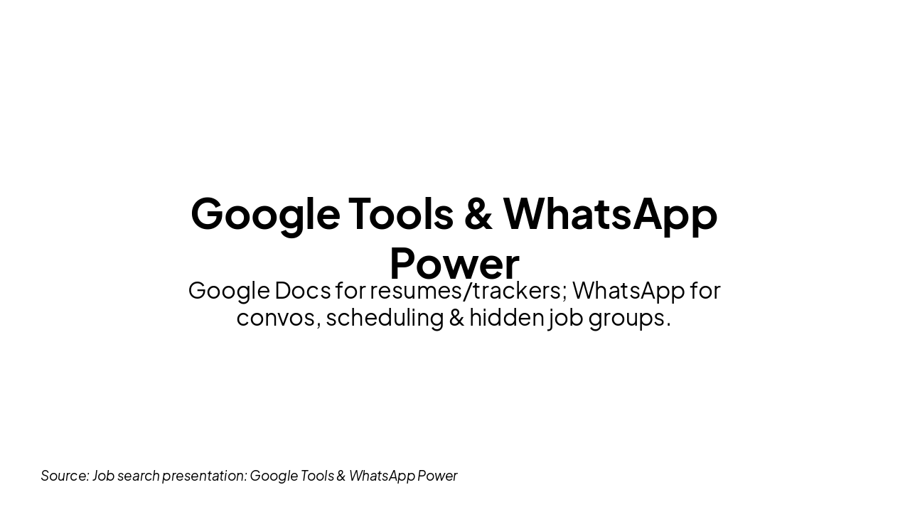 Slide 3 - How Google + WhatsApp Can Directly Get You Interviews (Not Motivation, Not Theory)