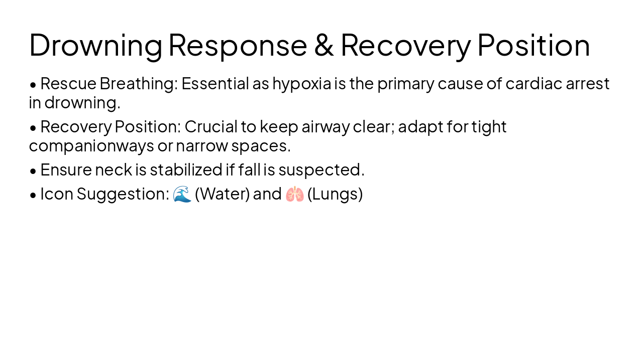 Slide 10 - Drowning Response & Recovery Position