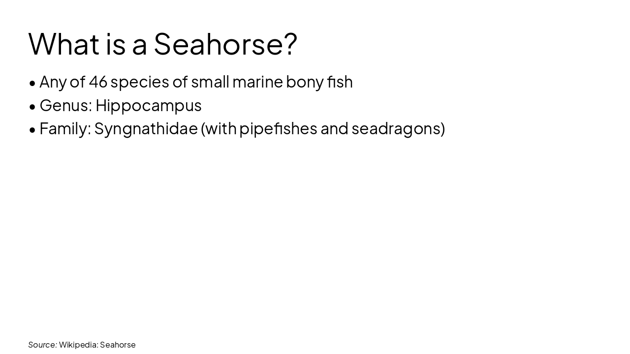 Slide 4 - What is a Seahorse?