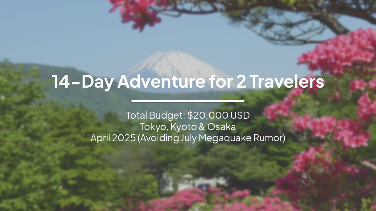 14-Day Japan Adventure for 2 Travelers: Tokyo, Kyoto & Osaka Under $20,000