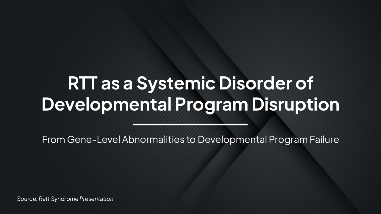 Slide 1 - RTT as a Systemic Disorder of Developmental Program Disruption